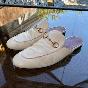 Gucci Princetown white leather loafers size  39.5